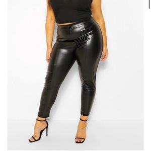 Black faux leather leggings